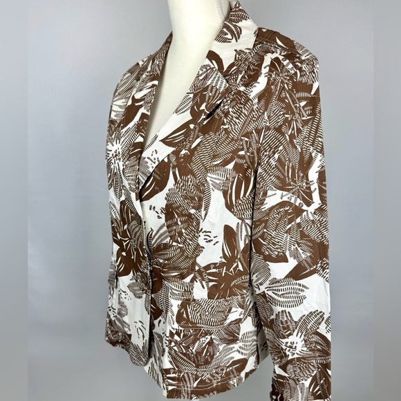 NWOT Coldwater Creek Jacket Blazer Pockets Lightweight Brown Floral Medium Boho - Picture 3 of 11